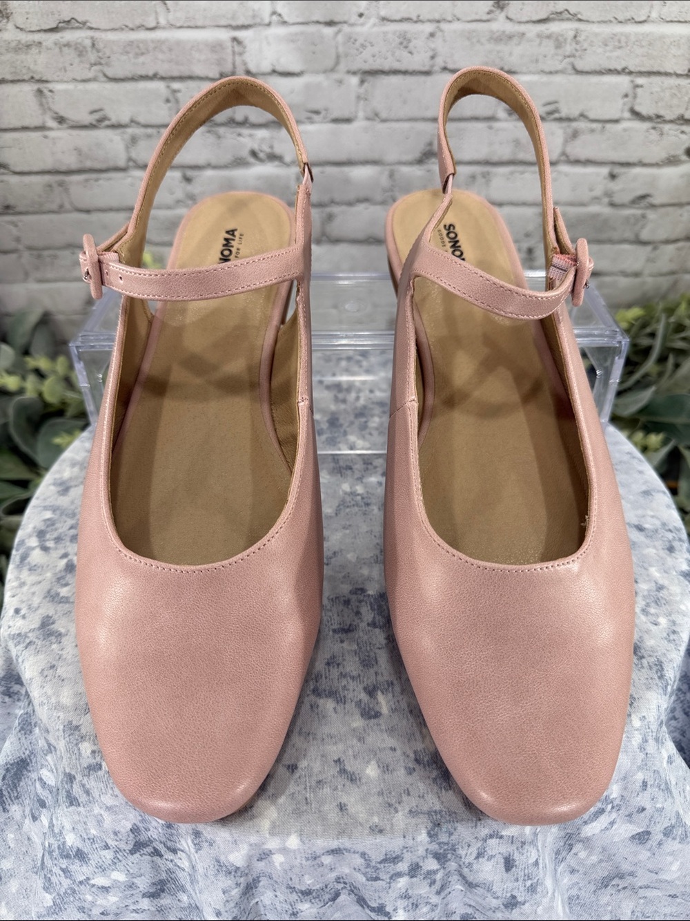 SONOMA “Lizbethh” Blush Round-Toe Open Heel Slingback Dress Flat WMS 9.5M 🩷 NIB - Picture 2 of 11
